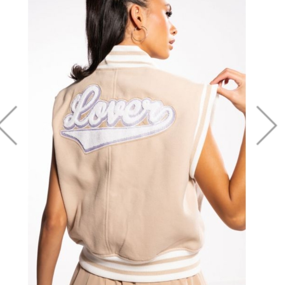 LOVE VARSITY VEST IN IVORY size Medium
